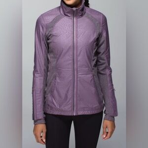 Lululemon Rebel Runner Jacket Heathered Black/Purple Fog Size 4